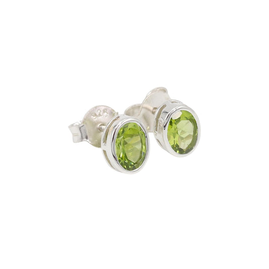 Peridot Stud Earrings Solid 925 Sterling Silver Earring August Birthstone Peridot Gemstone Earrings