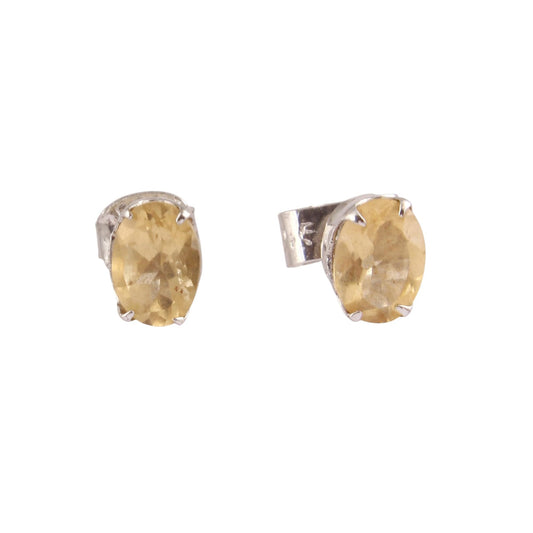 Tiny Citrine Stud Earrings 925 Sterling Silver November Birthstone Jewelry Prong Setting Handmade Jewelry