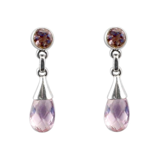 Natural Amethyst Dangle Earrings 925 Sterling Silver Handmade Drop Loose Gemstone Earrings
