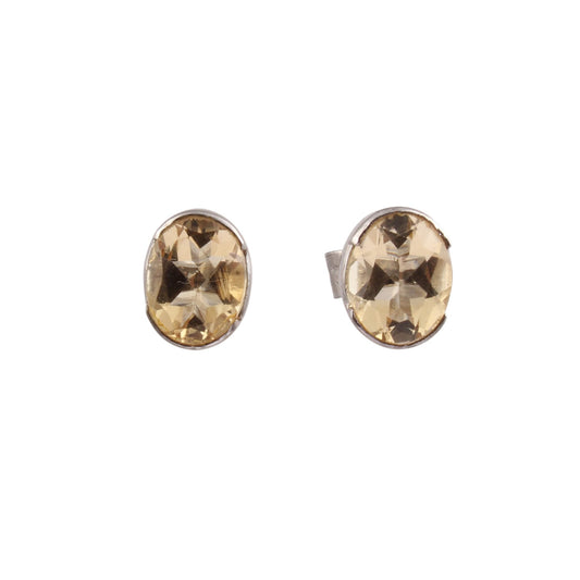 Citrine 925 Sterling Silver Stud Earrings November Birthstone Handmade Faceted Natural Gemstone Earrings