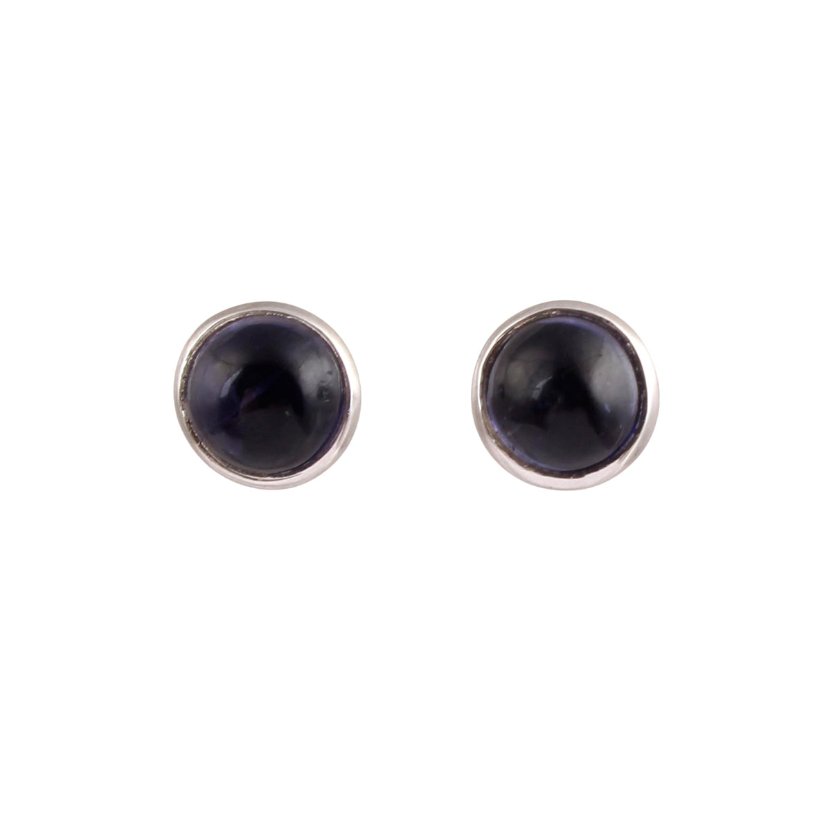 Iolite Stud Earrings 6MM Blue Iolite Small Stud Earrings 925 Sterling Silver Jewelry
