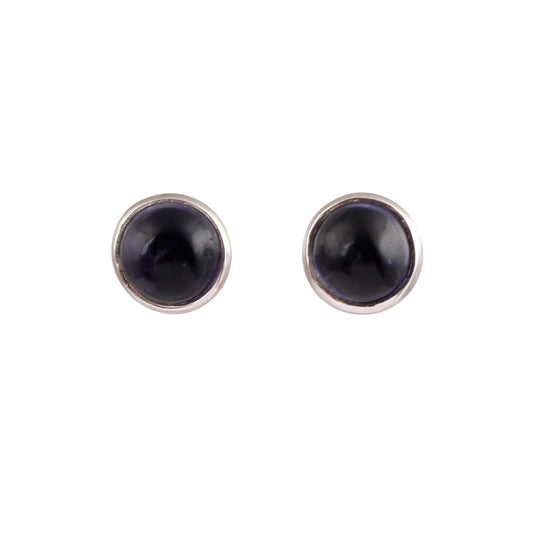 Iolite Stud Earrings 6MM Blue Iolite Small Stud Earrings 925 Sterling Silver Jewelry