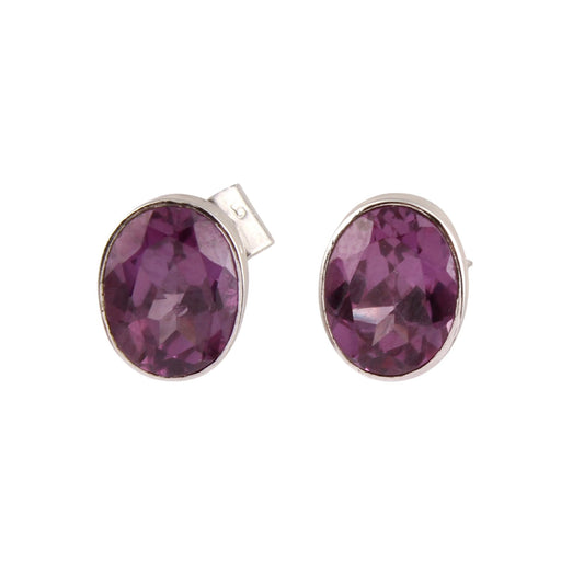 Alexandrite Stud Earrings June Birthstone Faceted Lightweight 925 Sterling Silver Earrings Jewelry