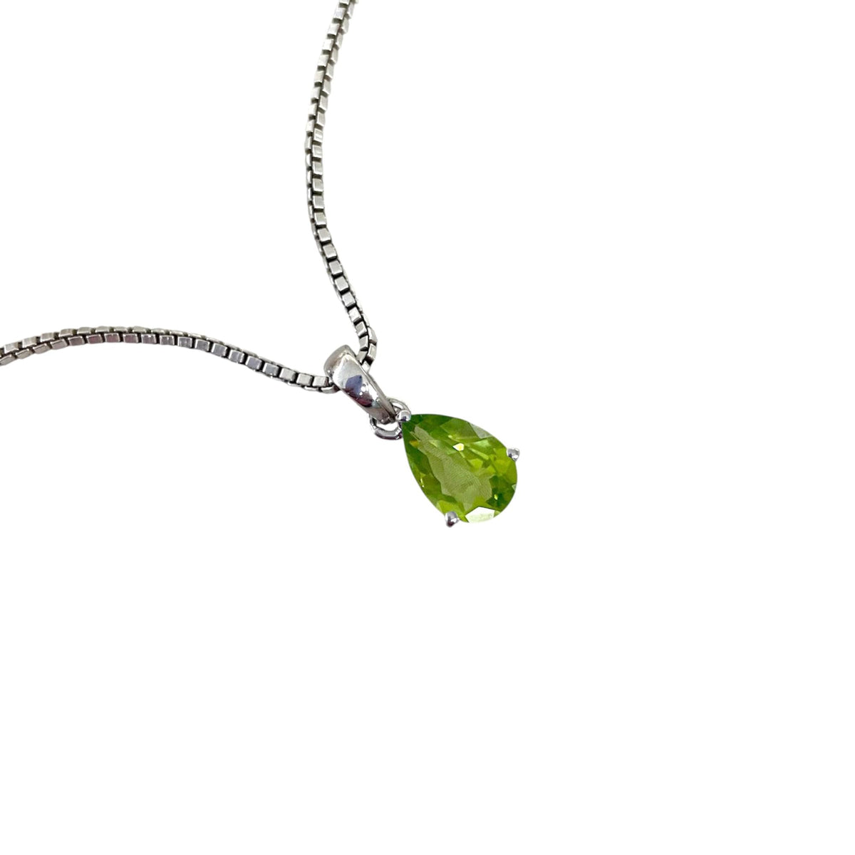 Minimalist Pear Peridot 925 Sterling Silver Pendant Prong Setting Gemstone Peridot Jewelry August Birthstone Jewelry Gifts for her