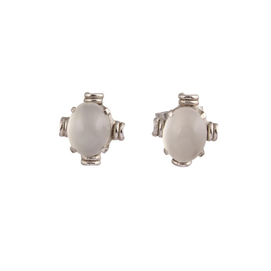 Moonstone Stud Earrings Handmade Tiny 925 Sterling Silver Earrings Oval Shape Natural Gemstone Jewelry