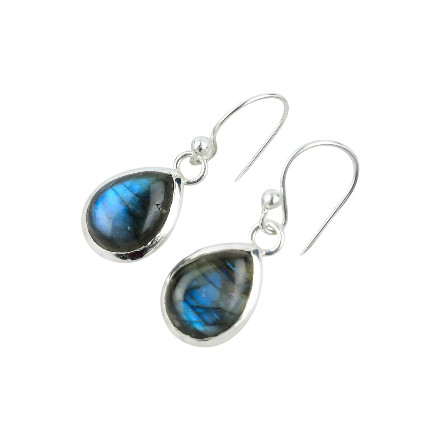 Blue Fire Labradorite Earrings 925 Sterling Silver Beautiful Gemstone Cabochon Stone Earrings Birthday Gift For Her For Women