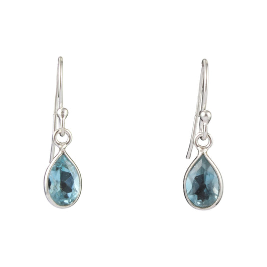 Natural Blue Topaz Earrings Handmade 925 Sterling Silver Teardrop Blue Topaz Earrings Gift for her Dangle Drop Jewelry