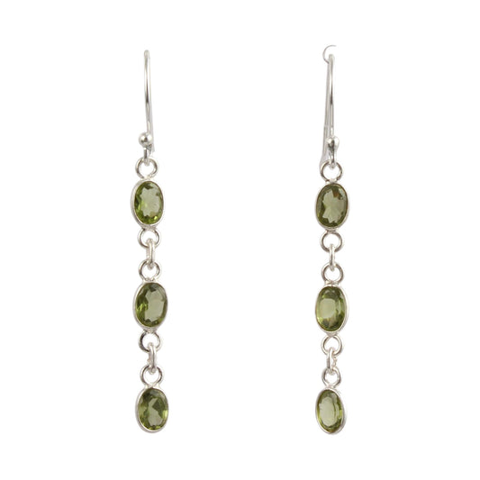 Oval Peridot Earring 925 Sterling Silver Handmade Faceted Gemstone Lightweight Dangle Earrings