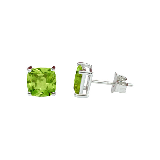 Peridot Stud Earrings Handmade Prong Setting 925 Sterling Silver Natural Faceted August Birthstone Earrings Jewelry