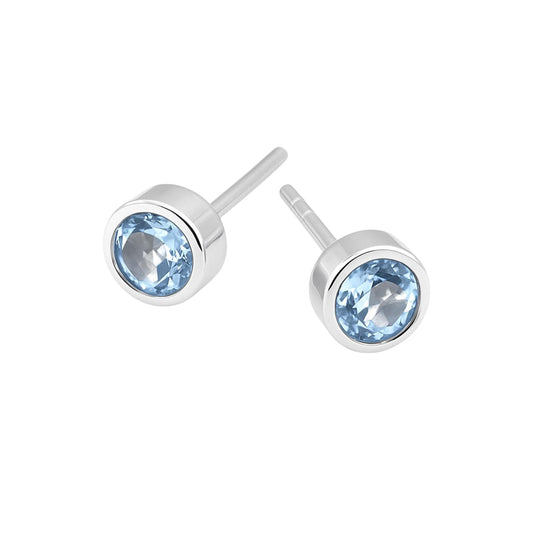 Tiny Blue Topaz Stud Faceted Gemstone Jewelry 925 Sterling Silver December Birthstone Stud Earrings – 6mm