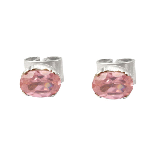 Pink Zircon Stud Earrings 925 Sterling Silver Studs Natural Gemstone Prong Setting Stud Earrings Gift for Her