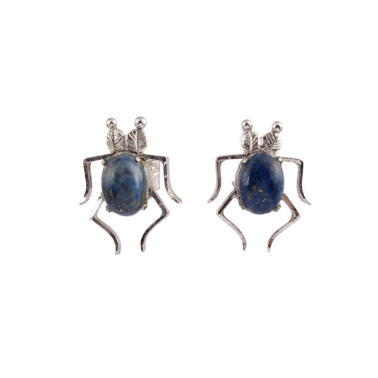 Lapis Lazuli Spider Earrings Handmade 925 Sterling Silver Prong Setting Stud Earrings Designer Jewelry
