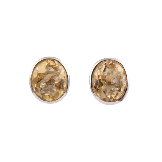 Faceted Citrine Stud Earrings 925 Sterling Silver November Birthstone Earrings Handmade Stud Post Jewelry