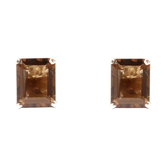 Smoky Quartz Stud Earrings Handmade Prong Setting 925 Sterling Silver Stud Earrings Gift for Her