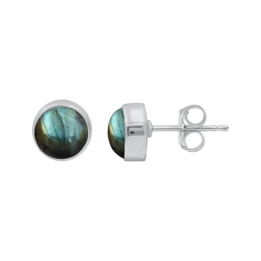 Labradorite Stud Earrings Handmade 925 Sterling Silver Natural Gemstone Earrings Jewelry