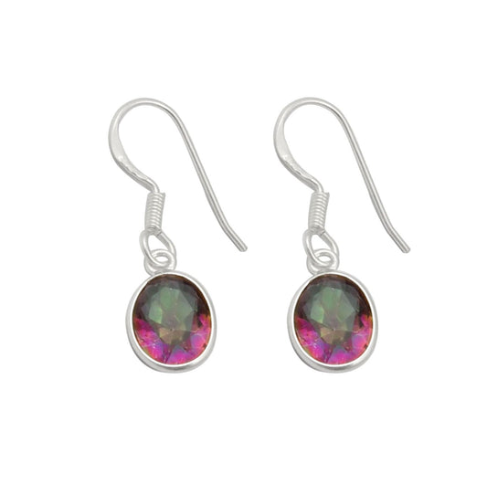 Mystic Topaz Earrings Handmade 925 Sterling Silver Dangle Faceted Gemstone Earrings