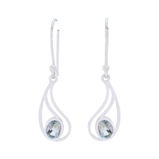 Multi Birthstone Solitaire Dangle Earrings Handmade 925 Sterling Silver Earrings (Green Amethyst)