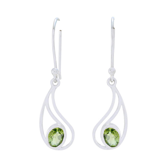 Multi Birthstone Solitaire Dangle Earrings Handmade 925 Sterling Silver Earrings (Peridot)