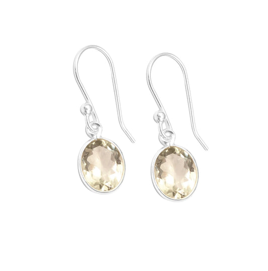 Green Amethyst Dangle Earrings Handmade Bezel Set 925 Sterling Silver Faceted Gemstone Lightweight Jewelry