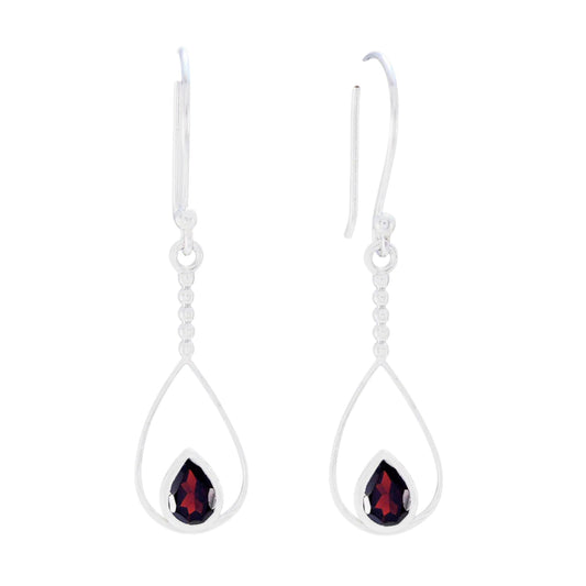 Natural Faceted Garnet Earring Dangle Handmade Designer 925 Sterling Silver Gemstone Earrings