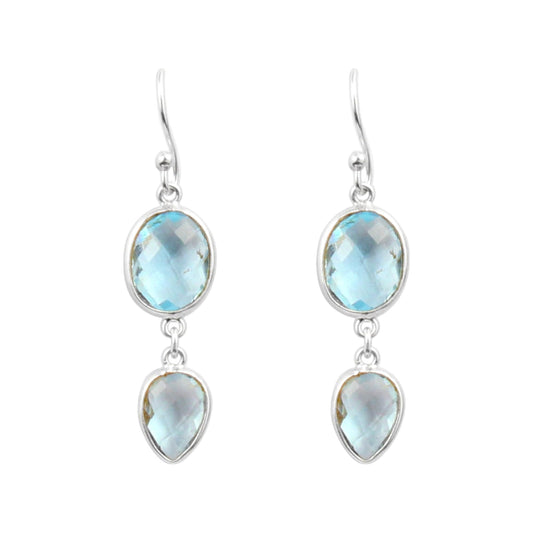 Natural Blue Topaz Handmade Earrings 925 Sterling Silver Teardrop Blue Topaz Earrings Gift for Her Dangle Drop Jewelry