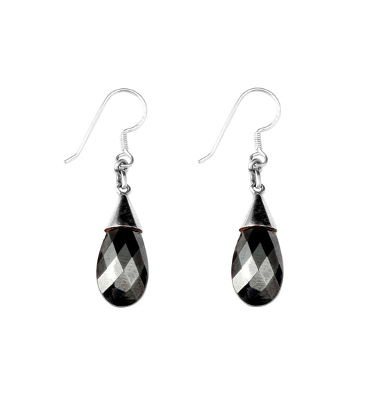 Hematite Earrings 925 Sterling Silver Jewelry Gift for Her Natural Iron Ore Gemstone Magnetic Stone Dangle Earring