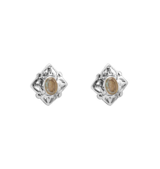 Labradorite Stud Earrings Faceted Gemstone Stud Bridesmaid Gifts Handmade Bezel Set 925 Sterling Silver Boho Earrings