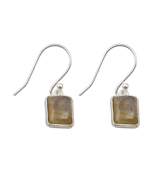Natural Labradorite Earrings Dangle Gemstone Jewelry Designer Bezel 925 Sterling Silver Rectangle Shape Earrings