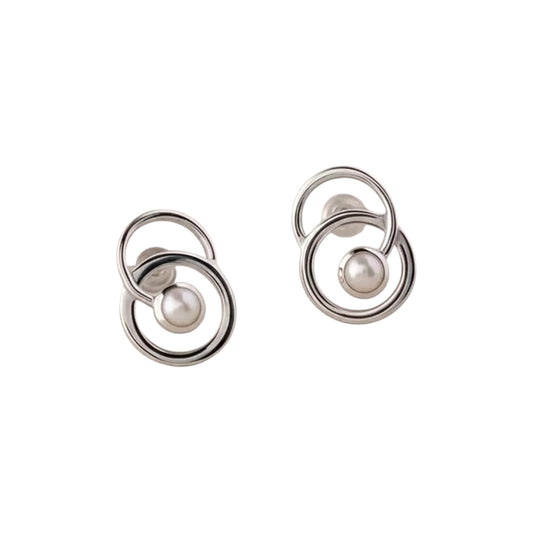 Round Pearl Stud Earrings Minimalist Pearl 925 Sterling Silver Earrings Bridesmaid Gift Everyday Jewelry