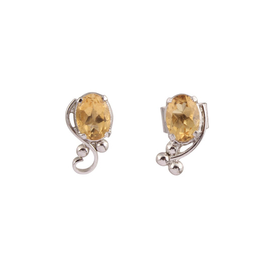 Citrine Stud Earrings 925 Sterling Silver November Birthstone Jewelry Prong Setting Tiny Handmade Jewelry Birthday Gift for Her