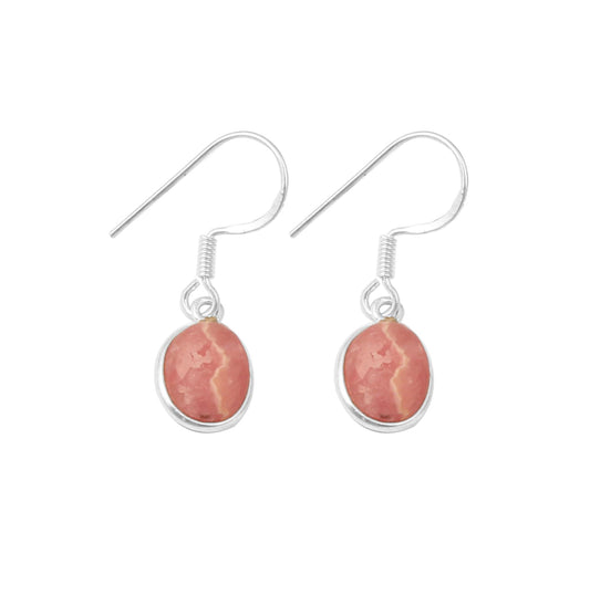 Rhodochrosite Earrings Lightweight 925 Sterling Silver Boho Earrings Oval Shape Gemstone Handmade Jewelry For Women