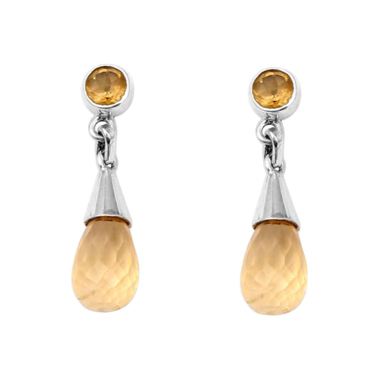 Natural Citrine Dangle Earrings 925 Sterling Silver Handmade Drop Loose Gemstone Earrings