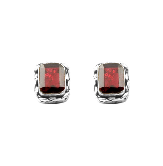 Natural Garnet Stud Earrings Tiny Stud 925 Sterling Silver Earrings Engagement Jewelry Dainty Gemstone Stud Earring