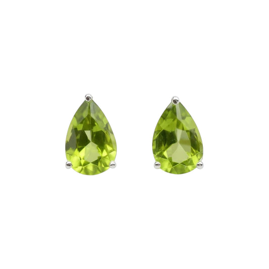 Pear Peridot Stud Earrings August Birthstone Handmade 925 Sterling Silver Stud Earrings
