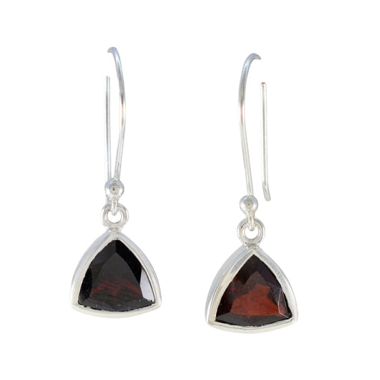 Trillion Red Garnet Dangle Earrings Handmade 925 Sterling Silver Natural Gemstone Earring