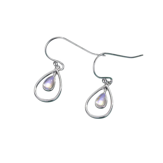 Real Rainbow Moonstone Teardrop Earrings 925 Sterling Silver Dangle June Birthstone Natural Gemstone Earrings