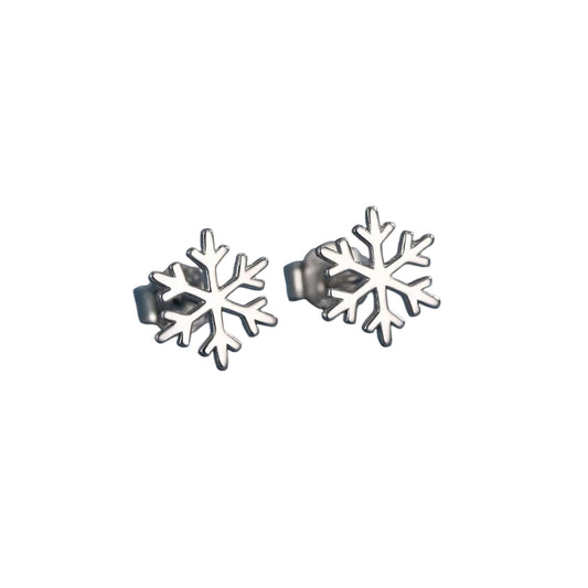 Snowflake Stud Earrings in 925 Sterling Silver Snow Earrings Dainty Snowflake