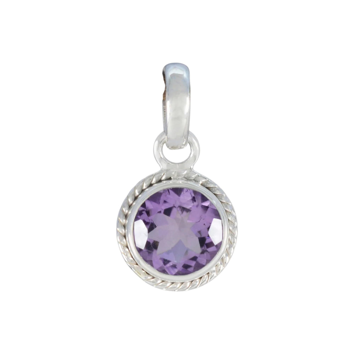 Natural Amethyst Pendant Handmade Round Faceted Gemstone 925 Sterling Silver Pendant Jewelry