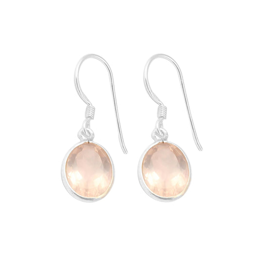 Rose Quartz Gemstone Sterling Silver Earrings Pink Crystal Jewelry Gift Birthstone Dangle Earrings Dainty Silver Earring Thanksgiving Gift