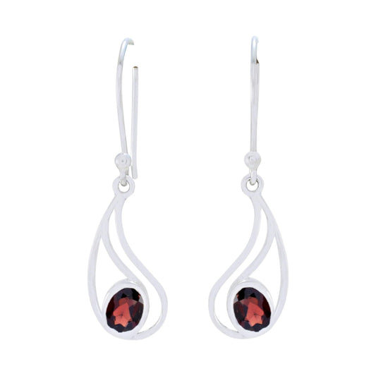 Multi Birthstone Solitaire Dangle Earrings Handmade 925 Sterling Silver Earrings (Garnet)