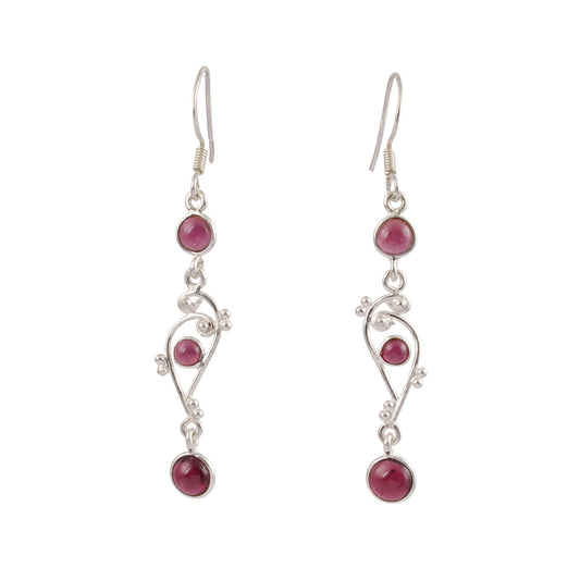 925 Sterling Silver Red Garnet Gemstone Earrings French Ear Wire Dangle Jewelry Valentine's Day Gift
