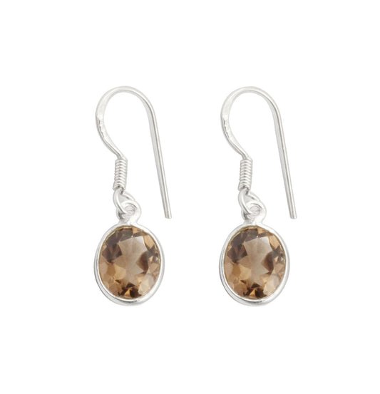 Smoky Quartz 925 Sterling Silver Earrings Faceted Gemstone Dangle Jewelry Gift For Her Earrings For Women
