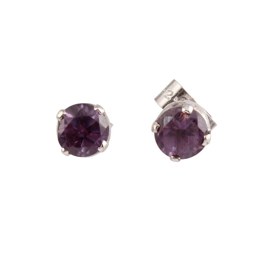 Tiny Alexandrite Stud Earrings June Birthstone Faceted Lightweight Prong Setting 925 Sterling Silver Earrings Jewelry