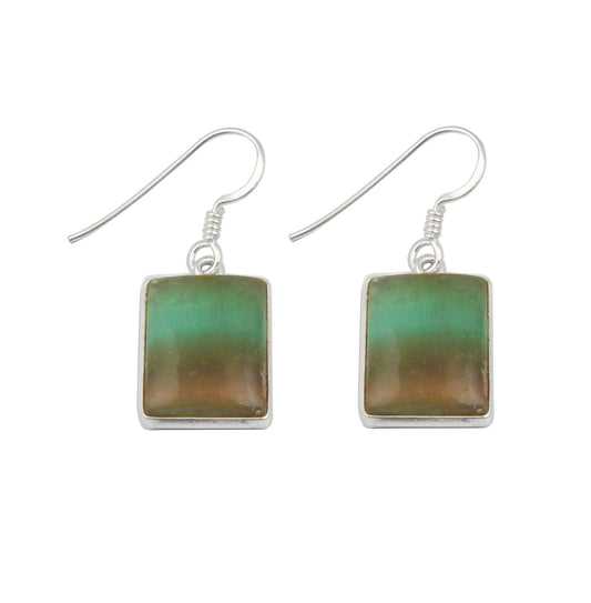 Fluorite Bezel Setting Earrings 925 Sterling Silver Natural Gemstone Earring Dangle Jewelry