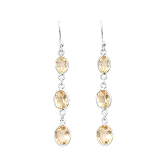 Yellow Citrine Earrings in 925 Sterling Silver Handmade Dangle Natural Gemstone Earrings Jewelry Gift For Her