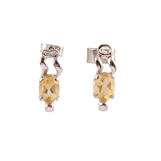 Citrine Stud Earring 925 Sterling Silver November Birthstone Jewelry Prong Setting Handmade Jewelry