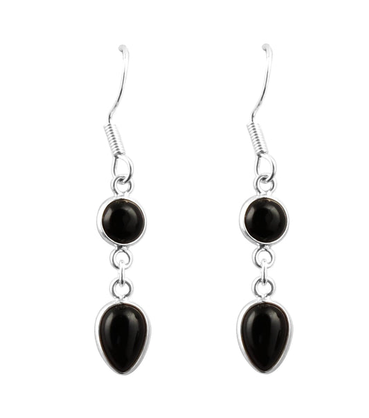 Black Onyx Stone Earrings 925 Sterling Silver Handmade Natural Gemstone Lightweight Dangle Jewelry