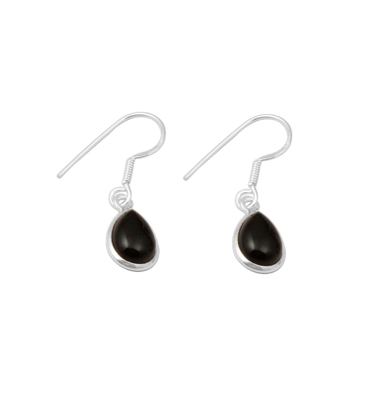 Black Onyx Earrings with 925 Sterling Silver Handmade Pear Shape Bezel Gemstone Dangle Earrings