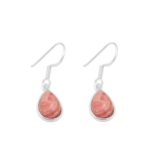 Rhodochrosite Earrings 925 Sterling Silver Boho Earring Pear Shape Gemstone Handmade Jewelry For Women