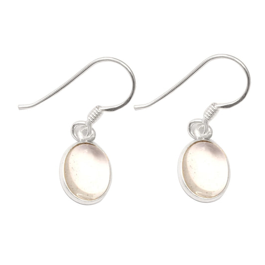 Crystal Quartz Earring 925 Sterling Silver Oval Shape Bezel Setting Earring Dangle Women Earrings